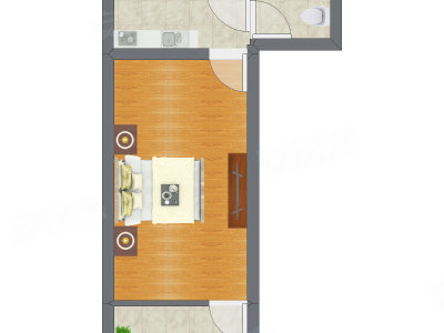 1室0厅 32.74平米户型图