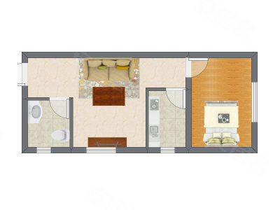 1室1厅 31.72平米户型图
