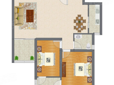 2室2厅 96.65平米户型图