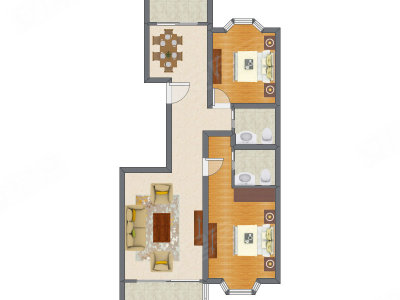 2室2厅 110.81平米户型图