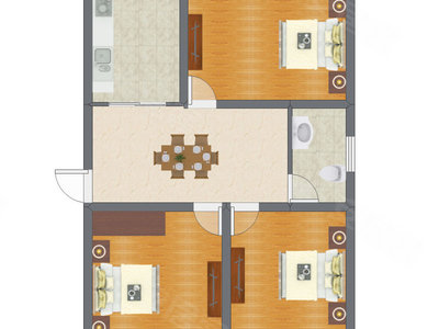 3室1厅 66.22平米