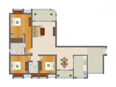 3室2厅 120.86平米户型图