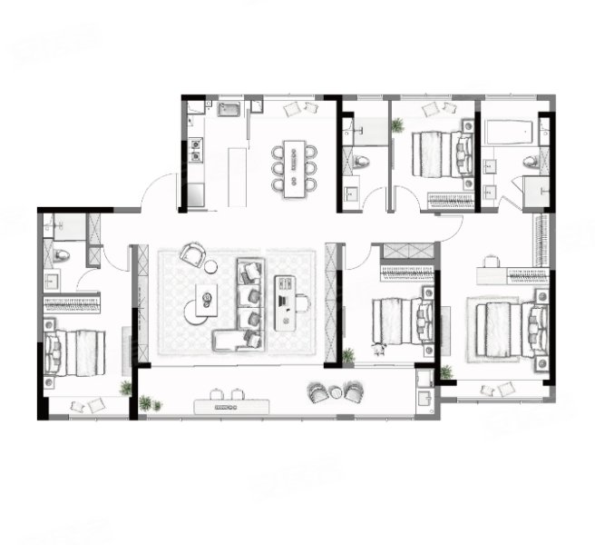 金基山川江樾4室2厅3卫195㎡南741万