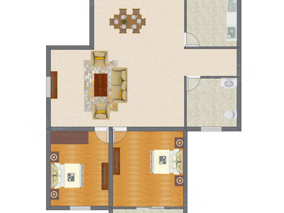 2室1厅 110.78平米