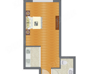 1室0厅 64.87平米户型图