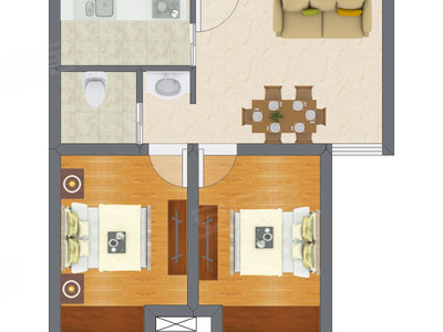 2室2厅 65.34平米