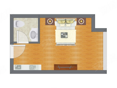 1室0厅 33.95平米户型图