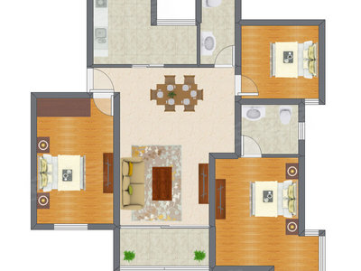 3室2厅 128.44平米