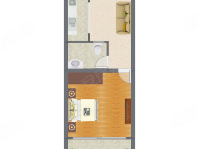 1室1厅 43.90平米户型图