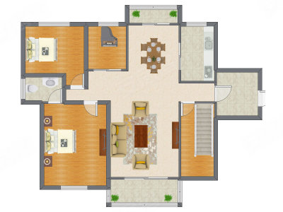 2室2厅 103.27平米户型图