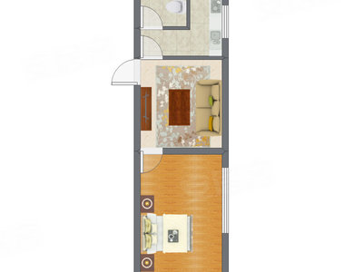 1室1厅 46.00平米户型图
