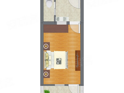 1室0厅 30.60平米户型图