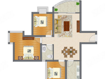 3室2厅 99.47平米
