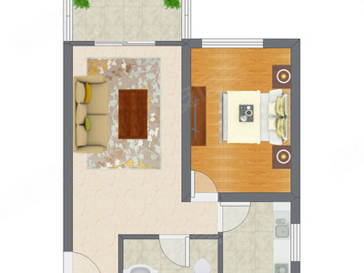 1室1厅 55.00平米户型图