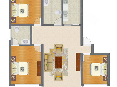 3室1厅 111.00平米户型图