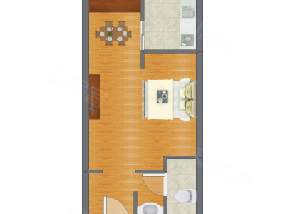 1室0厅 36.60平米户型图