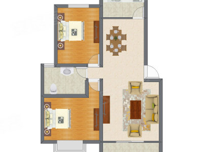2室2厅 69.78平米户型图