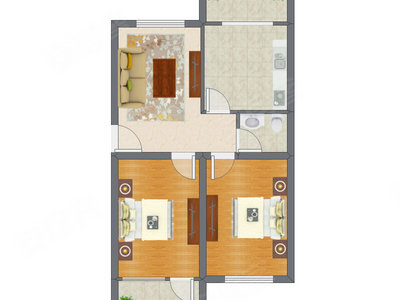 2室1厅 82.45平米户型图