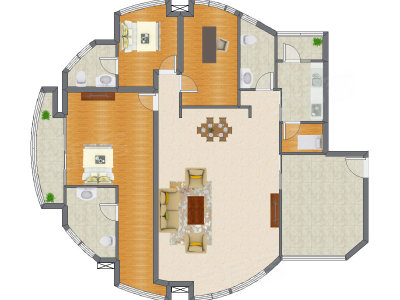 3室2厅 198.00平米