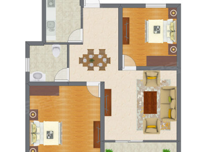 2室1厅 68.98平米