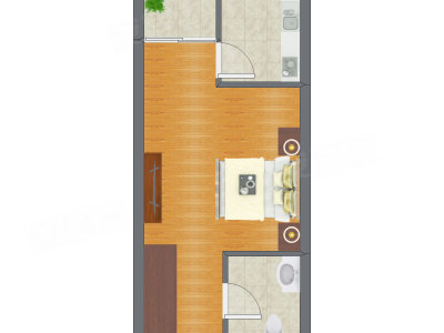 1室0厅 29.21平米户型图