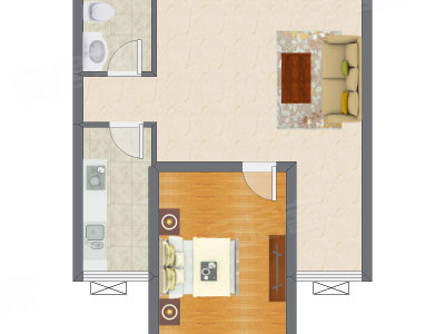 1室1厅 67.14平米户型图