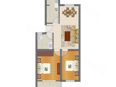 2室2厅 78.22平米户型图