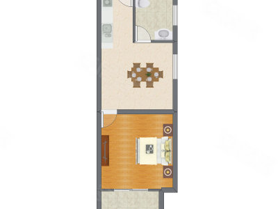1室1厅 62.00平米户型图