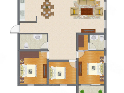 3室2厅 90.24平米
