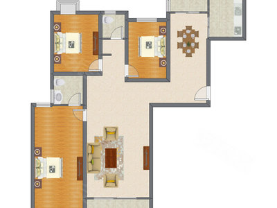 3室2厅 152.00平米户型图