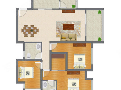 3室2厅 127.14平米