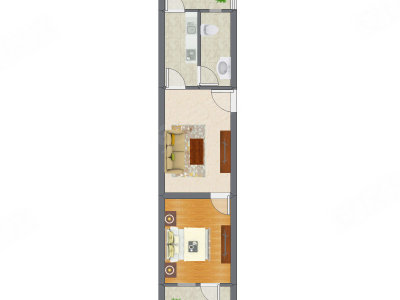 1室1厅 51.64平米户型图