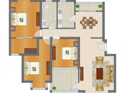 3室2厅 117.54平米户型图