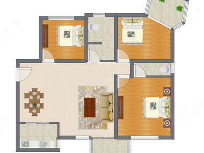 3室2厅 85.60平米