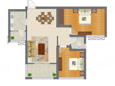 2室2厅 78.80平米户型图