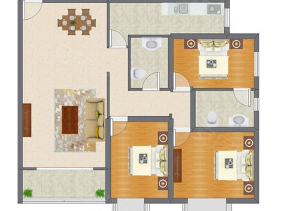 3室2厅 133.00平米