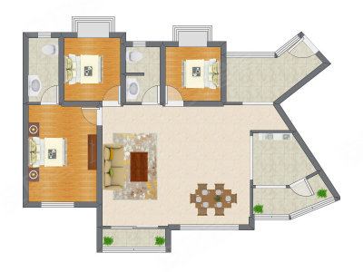3室2厅 134.40平米