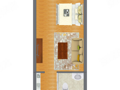 1室1厅 46.45平米户型图