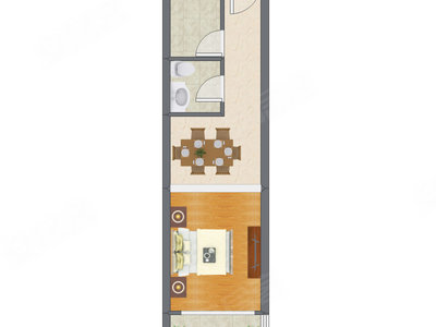 1室1厅 47.15平米户型图