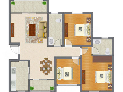 3室2厅 112.00平米户型图