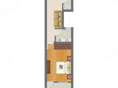 1室1厅 41.32平米户型图