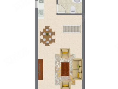 1室1厅 37.45平米户型图