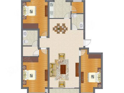 3室2厅 139.01平米户型图