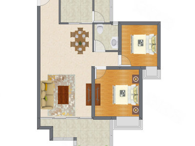2室1厅 80.18平米户型图