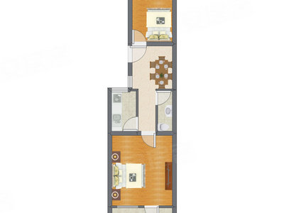 2室1厅 35.97平米户型图