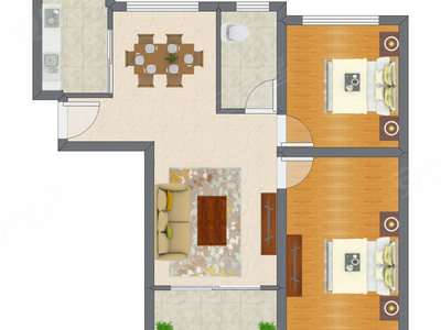 2室2厅 104.34平米户型图