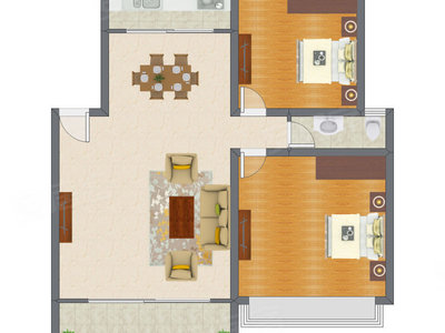 2室2厅 92.34平米