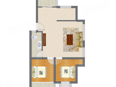 2室1厅 78.60平米户型图