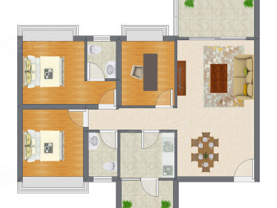 3室2厅 90.03平米