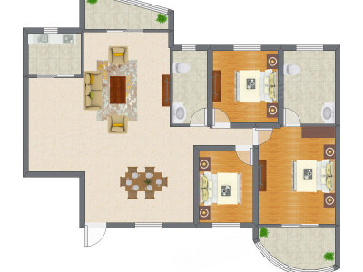 3室1厅 105.00平米